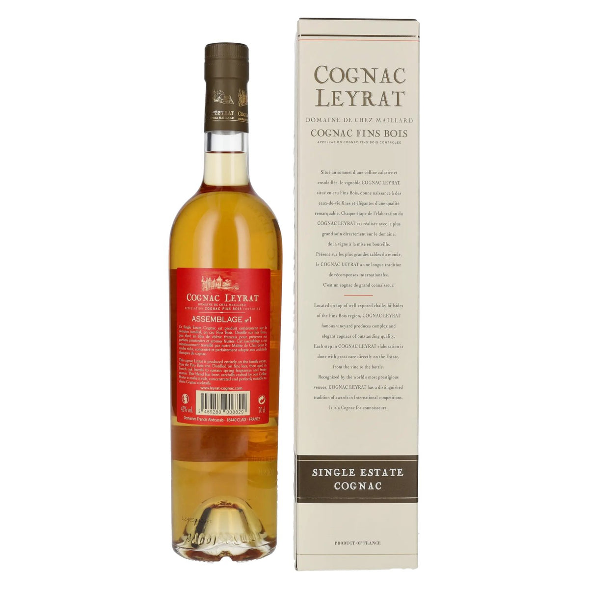 Cognac Leyrat ASSEMBLAGE N° 1 Single Estate Cognac 42% vol. 0,7 l in geschenkverpakking