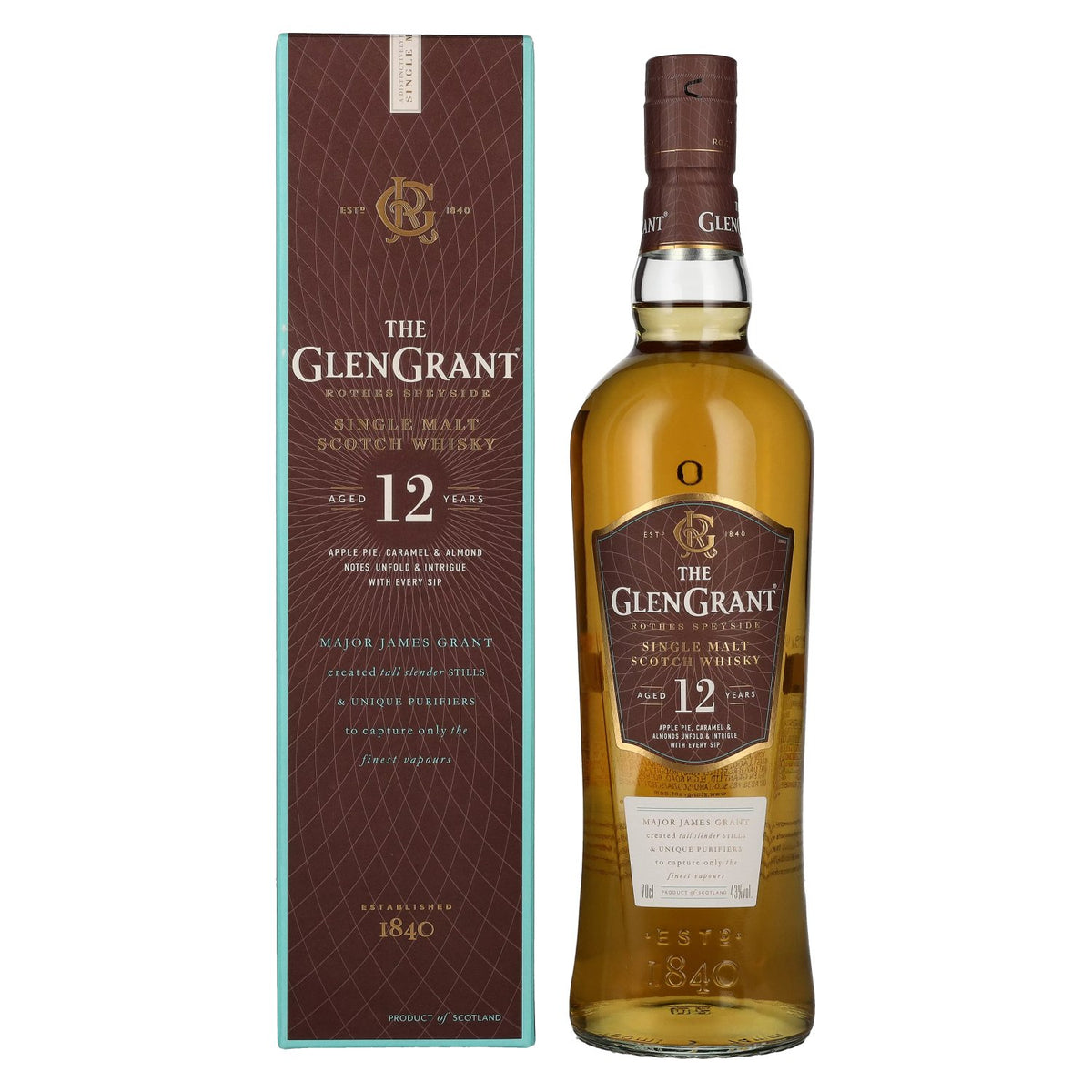 Glen Grant 12 ans d'âge, single malt, 43 % vol., 0,7 l, dans un coffret cadeau