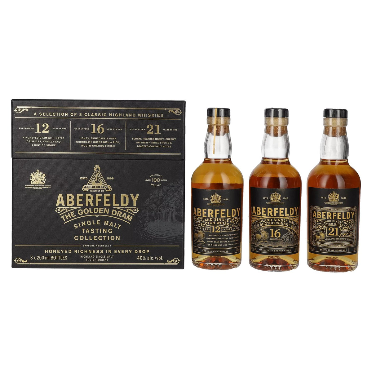 Aberfeldy The Golden Dram Single Malt Tasting Collection 40% Vol. 3x0,2l en coffret cadeau