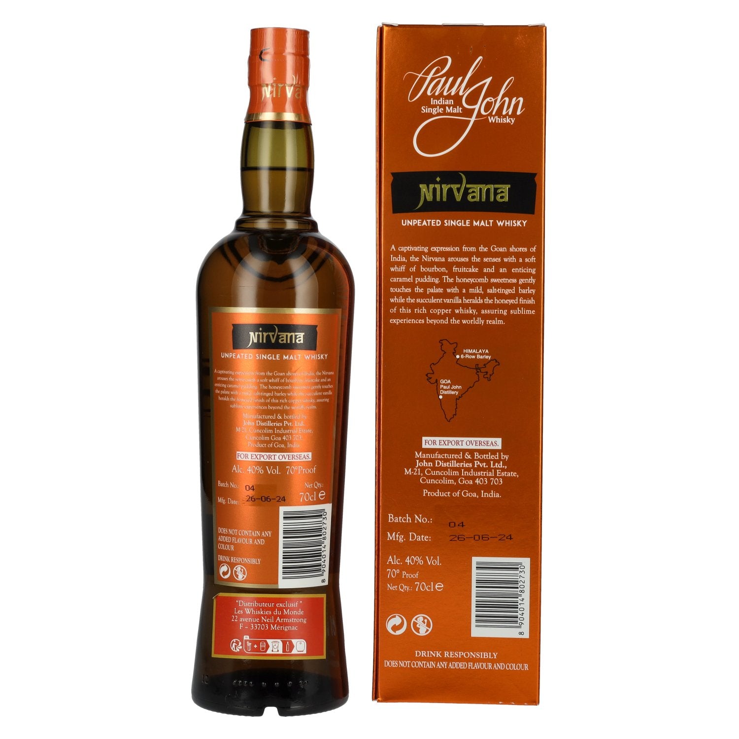 Paul John NIRVANA Indian Single Malt Whisky 40% vol. 0,7l en boîte cadeau