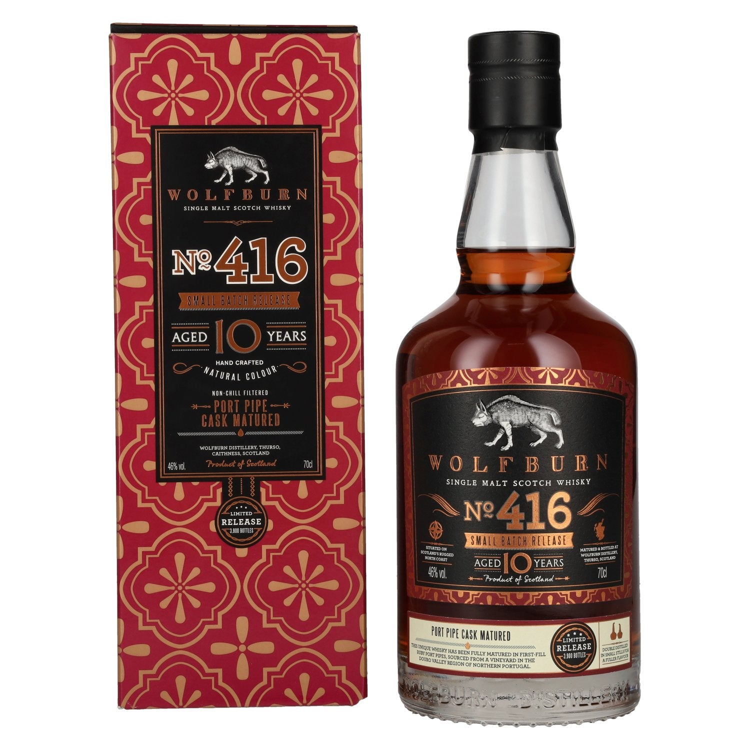 Wolfburn 10 Years Old No. 416 Small Batch Release Single Malt Scotch Whisky 46% ABV 0.7l in a gift box