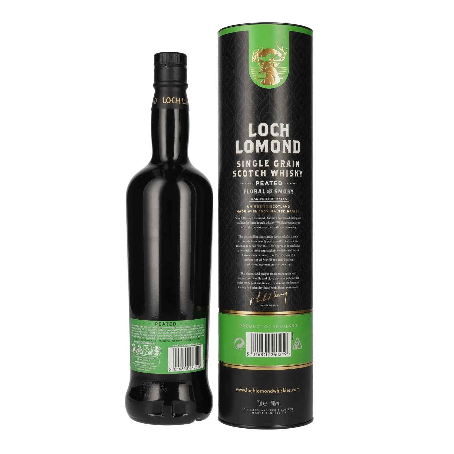 Loch Lomond PEATED Floral &amp; Smoky Single Grain 46% Vol. 0,7l en boîte cadeau