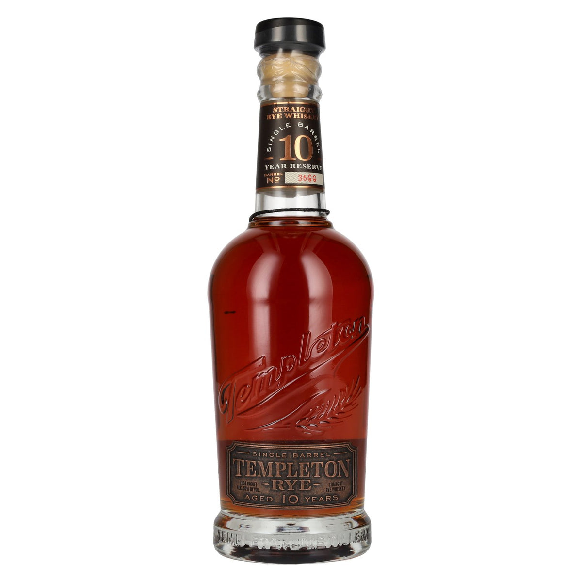 Templeton Rye Whiskey 10 ans d'âge SINGLE BARREL, whisky de seigle pur, 52 % vol., 0,7 l