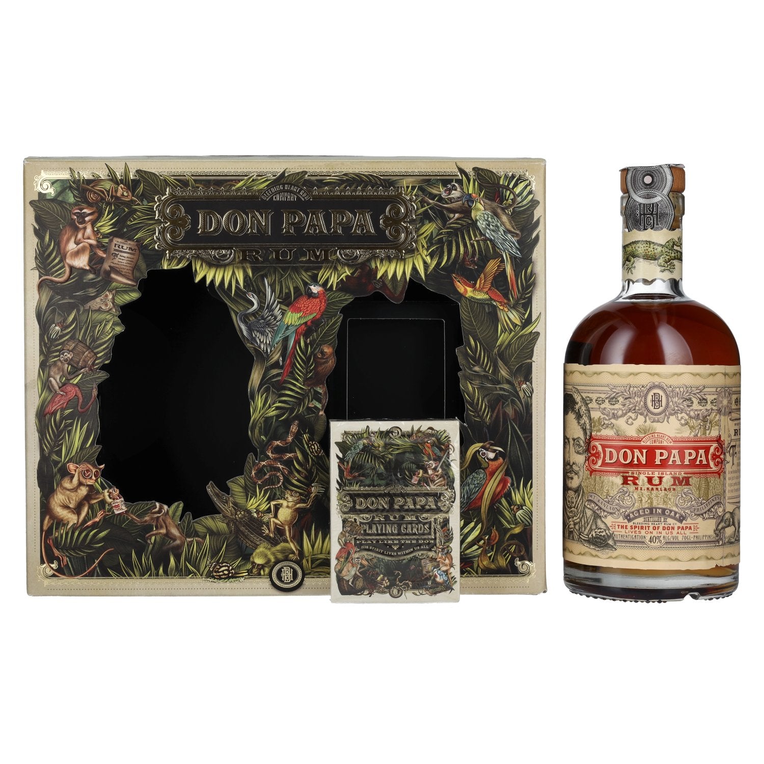 Don Papa 7 Years Old Single Island Rum 40% Vol. 0,7l in Geschenkbox mit Spielkarten