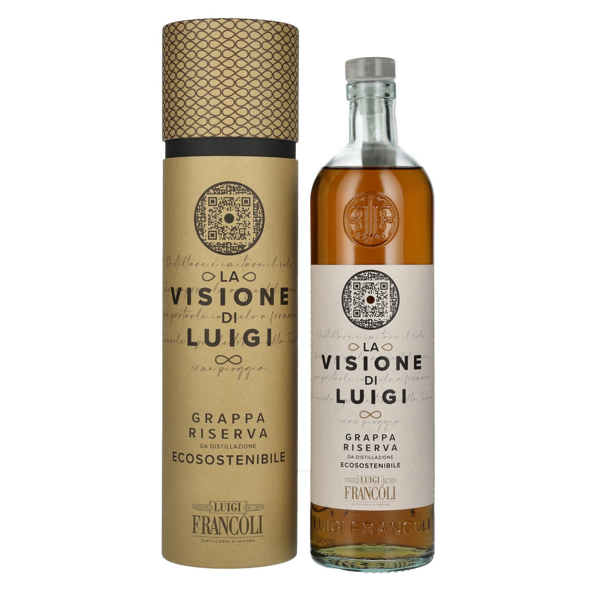 Luigi Francoli Grappa Riserva La Visione di Luigi 40% ABV 0.7l in a gift box