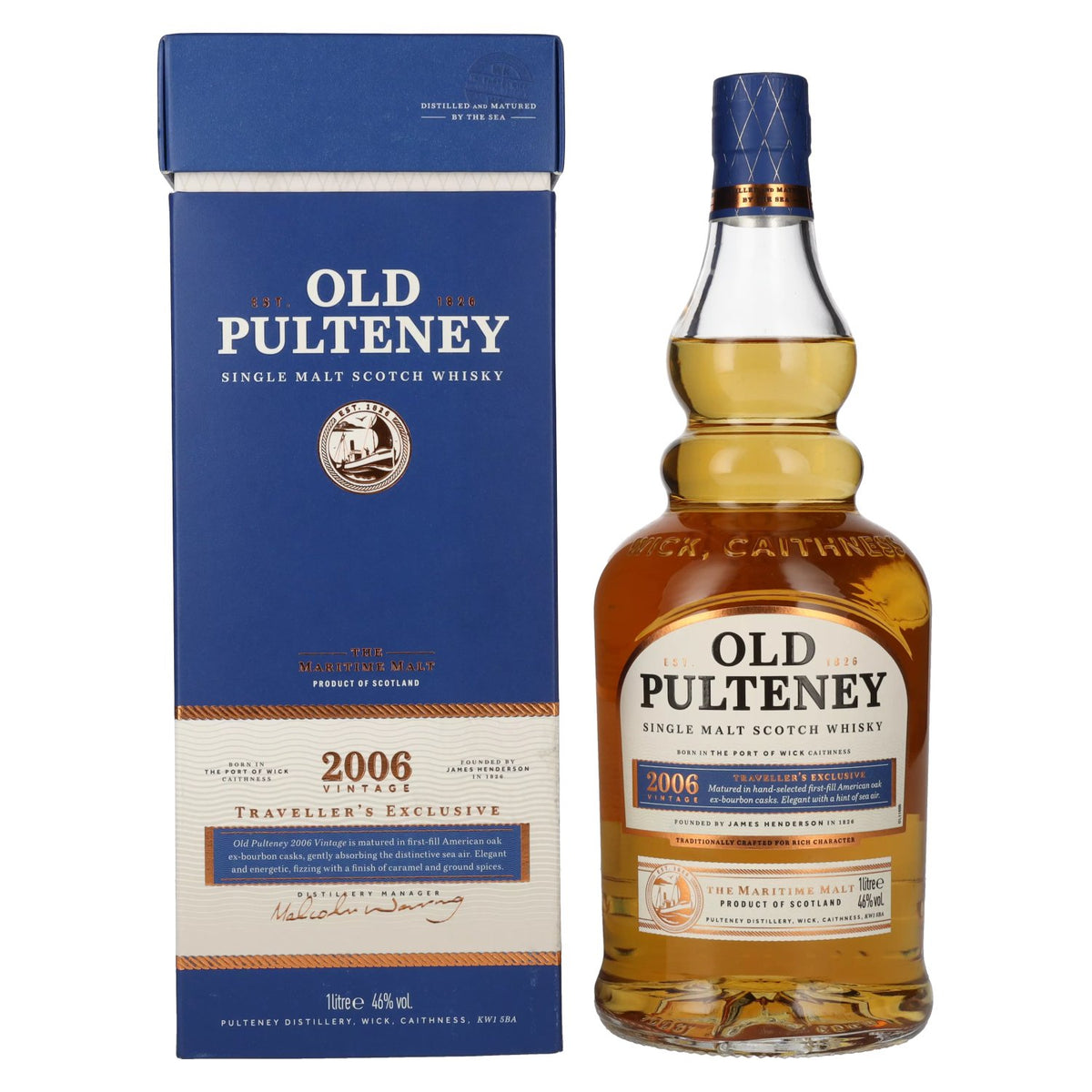 Old Pulteney TRAVELLER'S EXCLUSIVE Vintage 2006 46% ABV 1 litre in a gift box