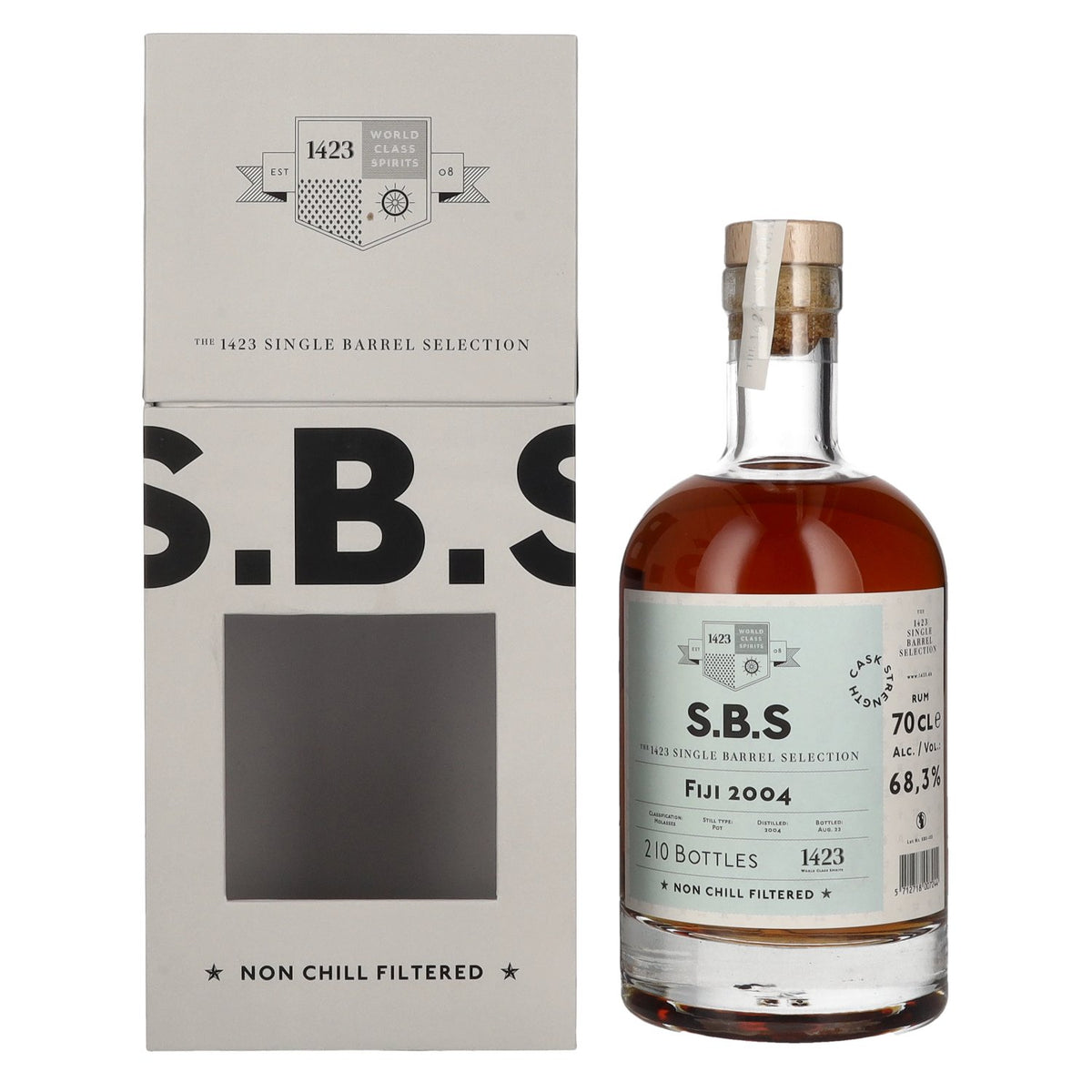 1423 S.B.S FIJI Rhum Single Barrel Selection 2004 68,3 % vol. 0,7 l dans un coffret cadeau