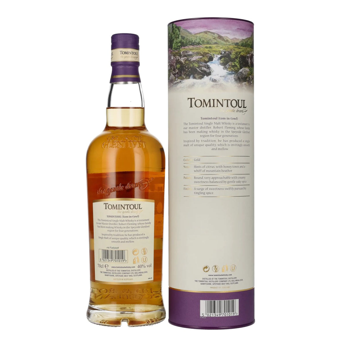 Tomintoul 10-Year-Old Single Malt Scotch Whisky, 40% vol., 0.7l, in a gift box