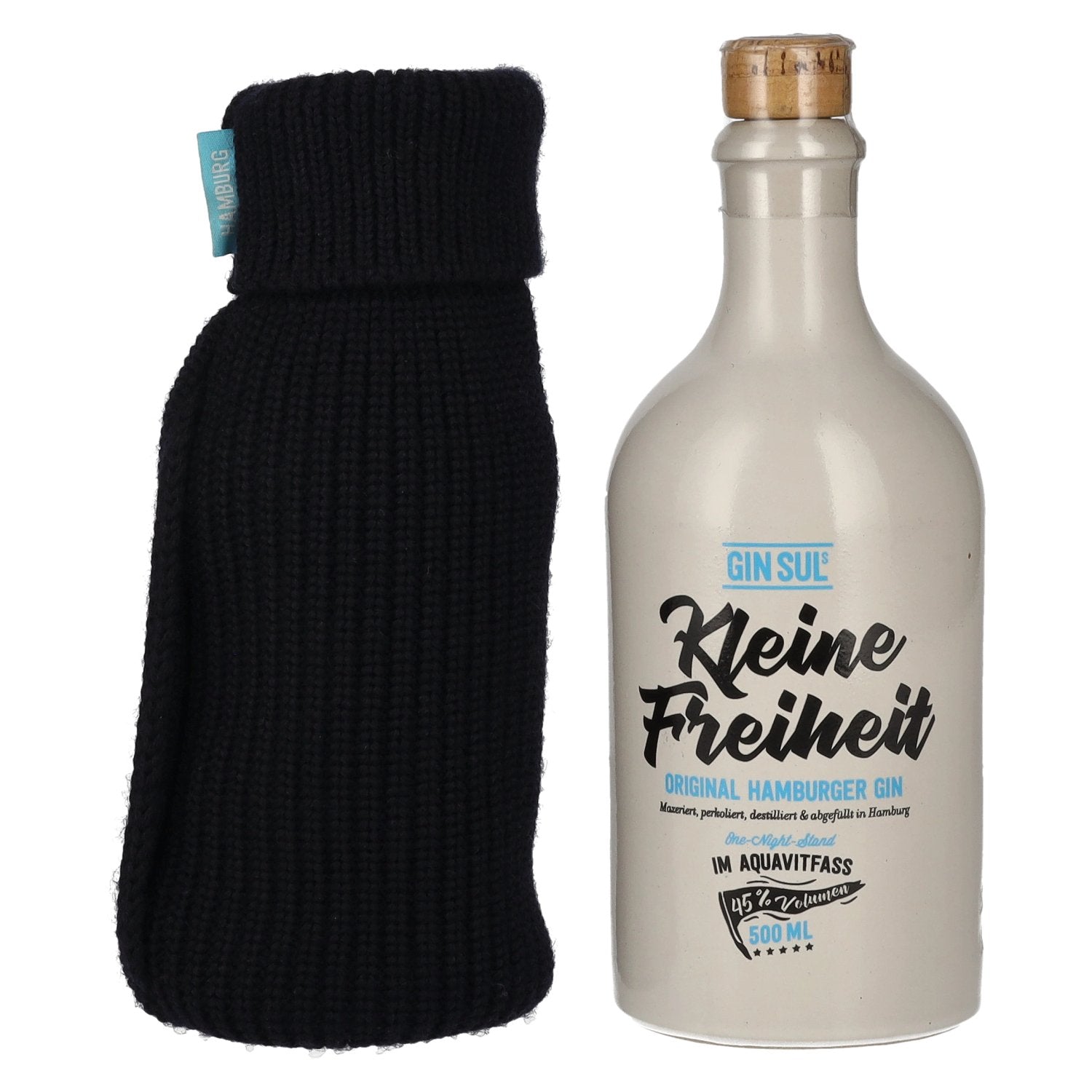 Gin Sul Kleine Freiheit Originele Hamburger Gin 45% Vol. 0.5l met tweede huid stoffen hoes