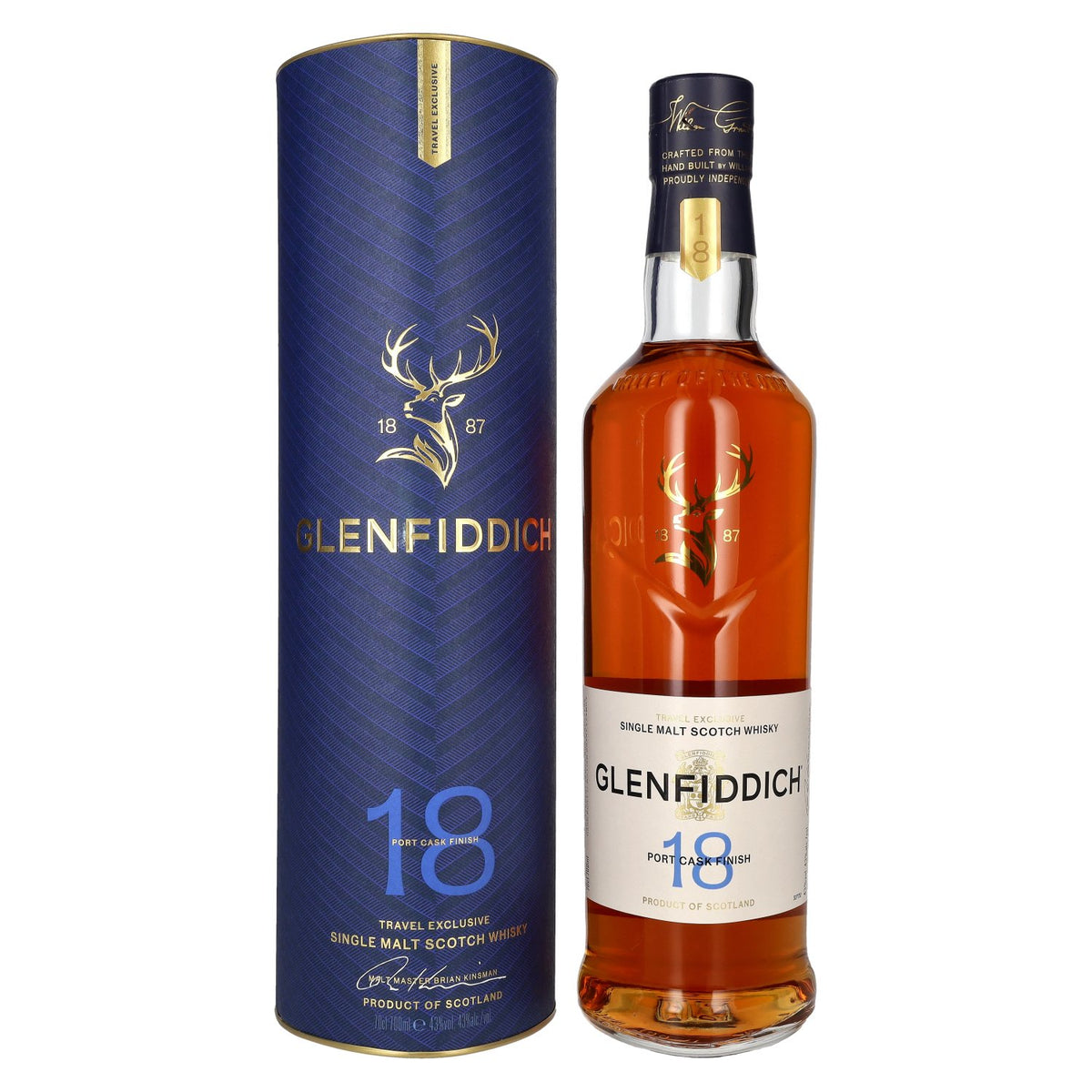 Glenfiddich 18 Years Old Old Port Cask Single Malt Travel Exclusive 43% vol. 0,7 l in geschenkverpakking