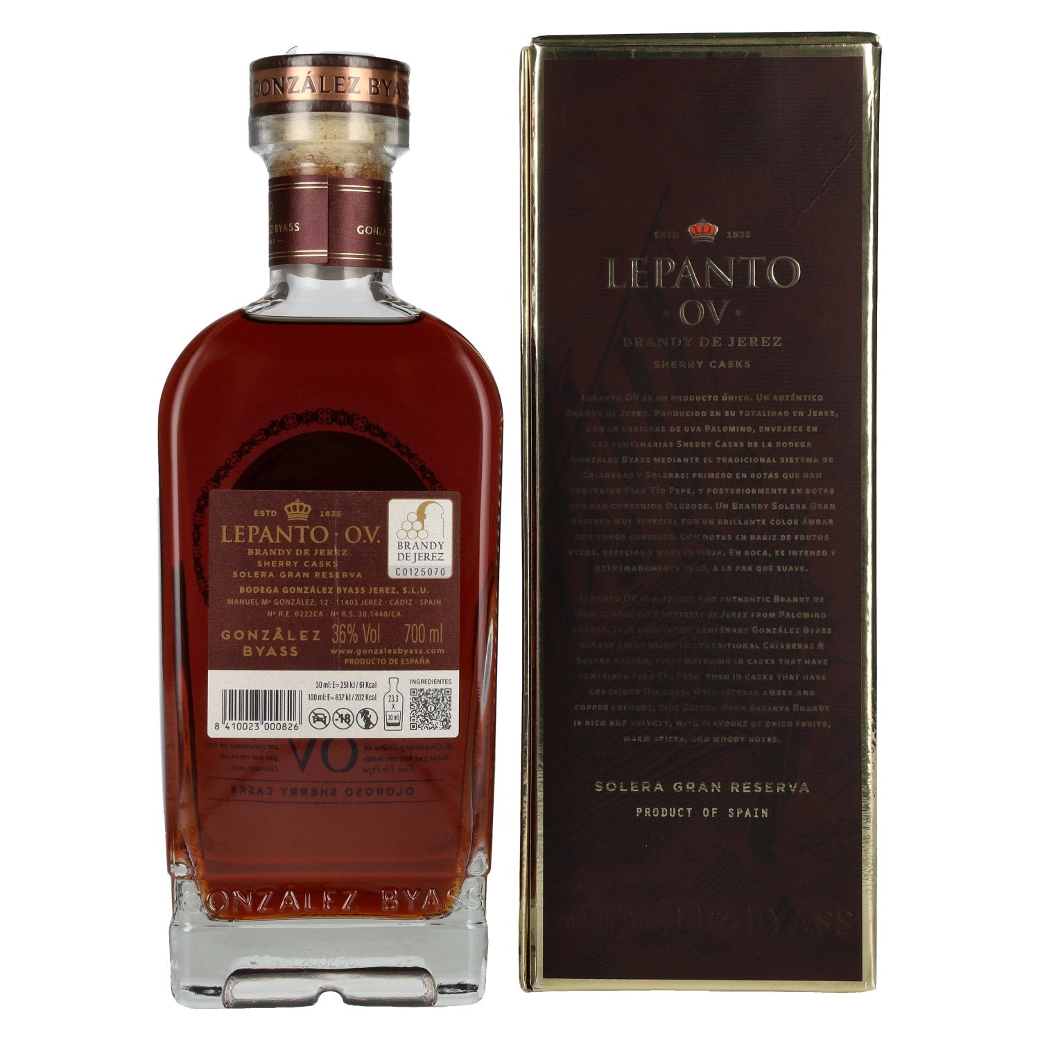 Lepanto O.V. Solera Gran Reserva Brandy de Jerez 36% Vol. 0,7l in gift box