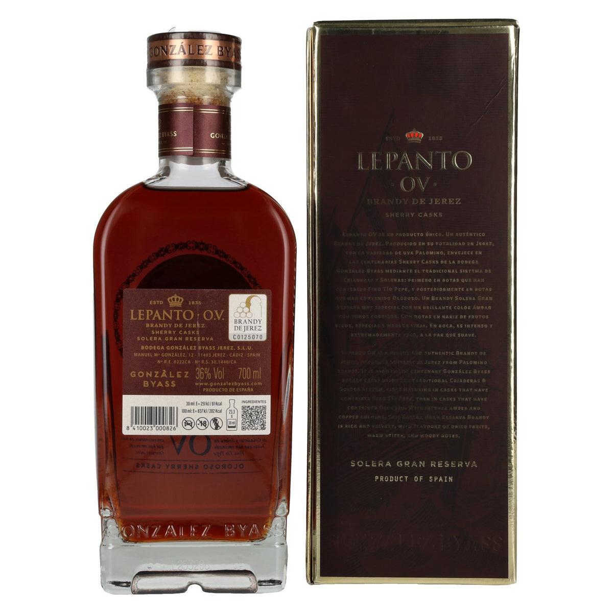 Lepanto O.V. Solera Gran Reserva Brandy de Jerez 36% vol. 0.7l in a gift box