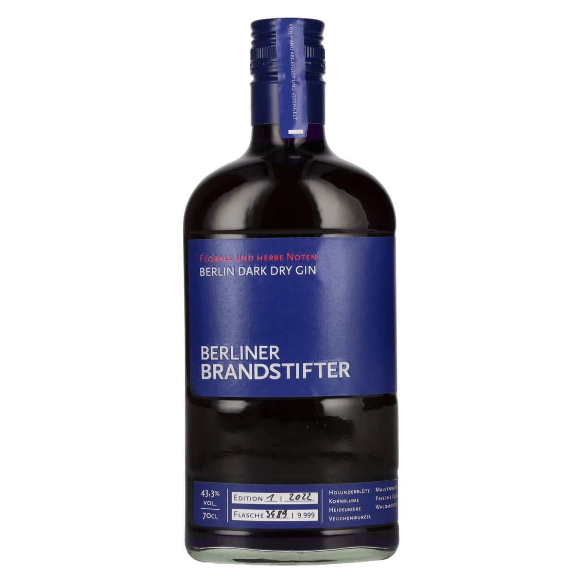 Berliner Brandstifter Berlin DARK Dry Gin Édition 1. 2022 43,3 % vol. 0,7 l