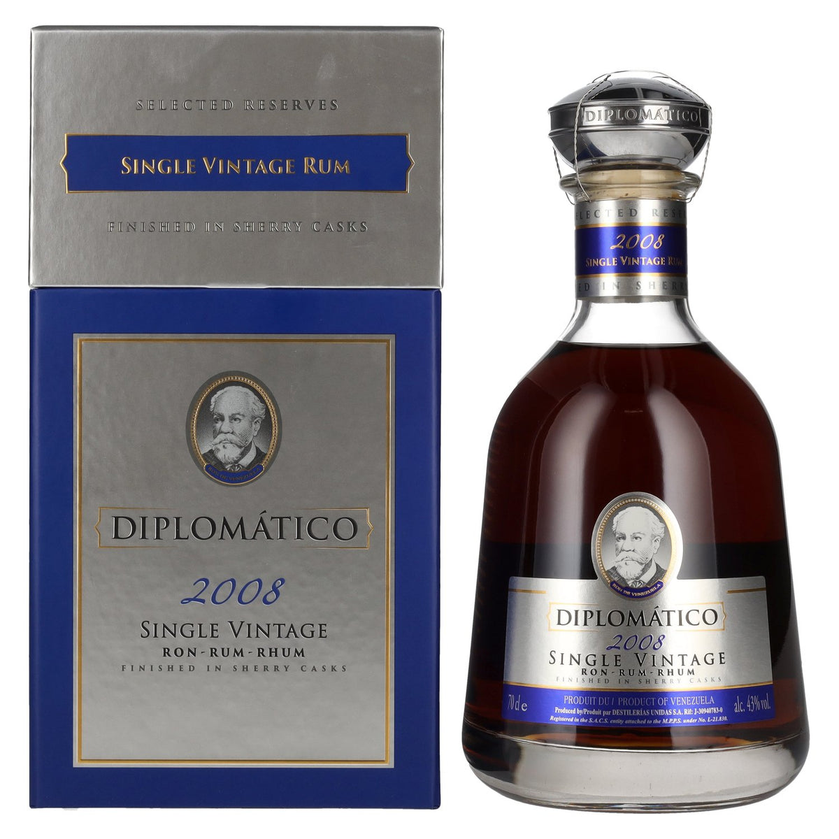 Diplomático Single Vintage Rum 2008 43% Vol. 0,7l in geschenkverpakking