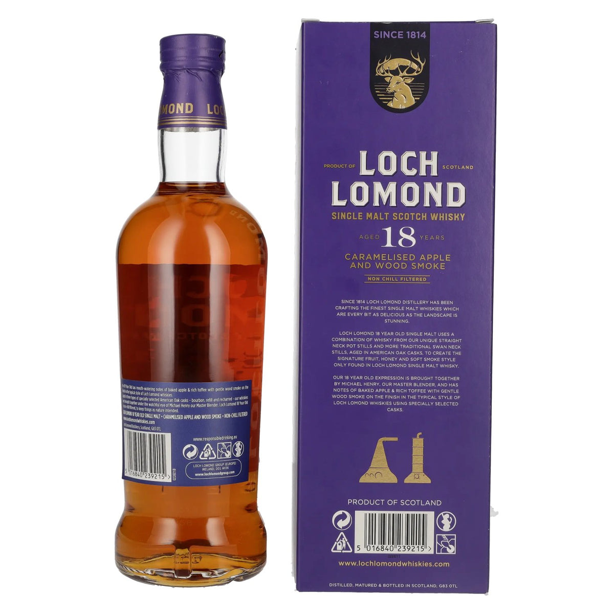 Loch Lomond 18 Years Old Single Malt Caramelised Apple and Wood Smoke 46% vol. 0,7 l in geschenkverpakking