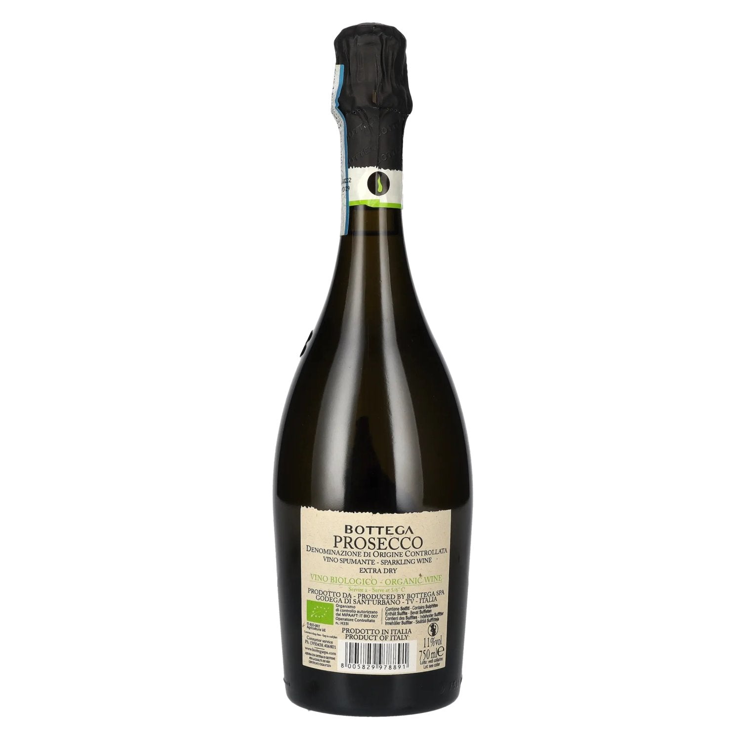 Bottega Prosecco Vino Biologico Spumante Extra Dry DOC 11% Vol. 0,75l