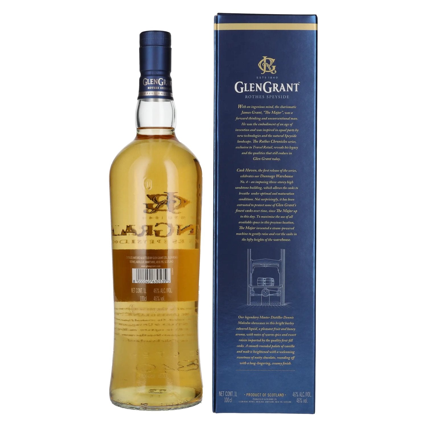 Glen Grant Rothes Chronicles Cask Haven Single Malt Scotch Whisky 46% Vol. 1l en coffret cadeau