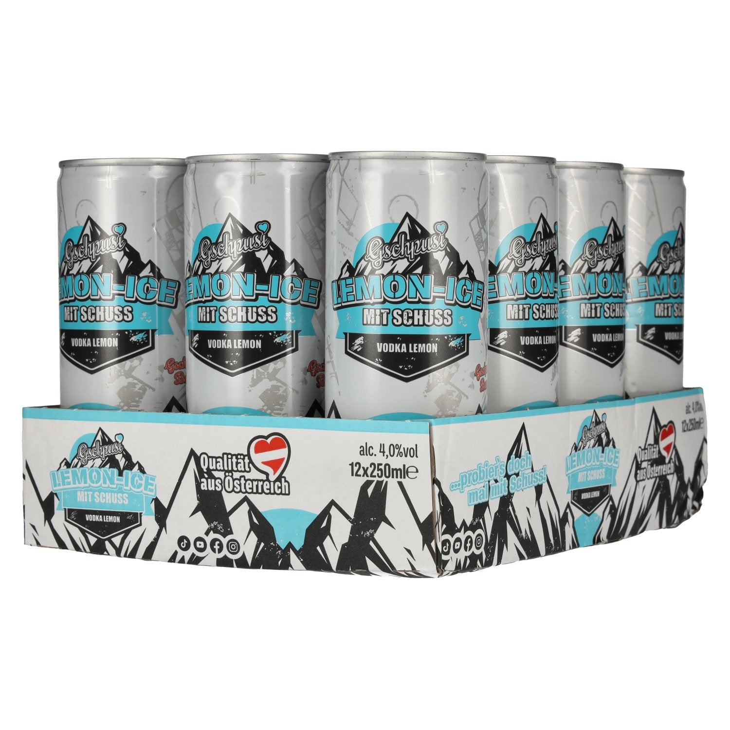Gschpusi Lemon-Ice avec shot 4% vol. 12x0,25l canettes consignées