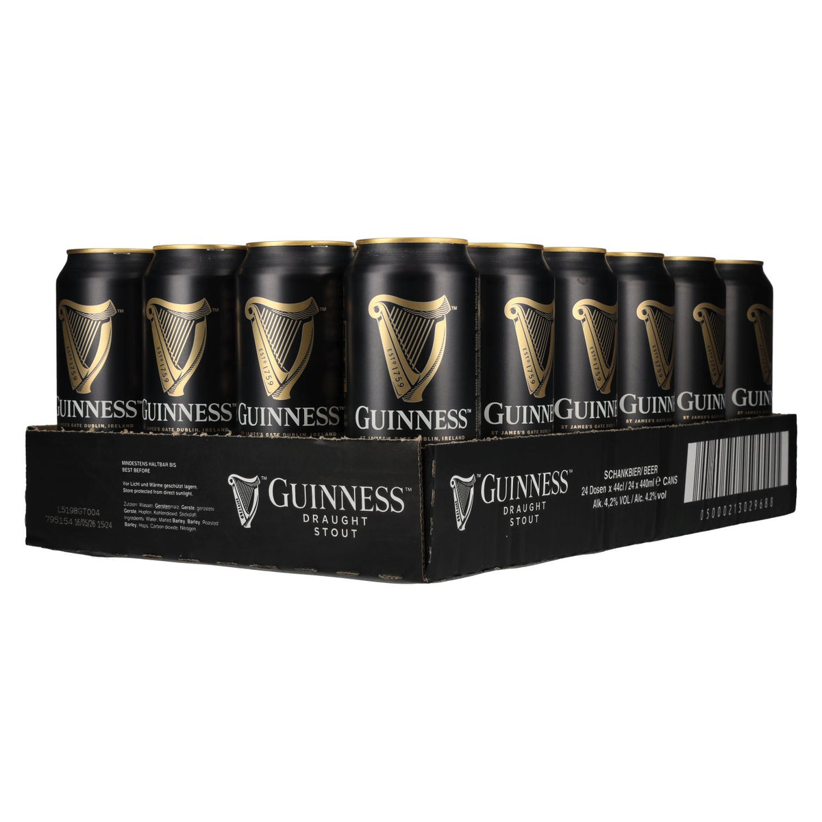 Guinness Draught Stout 4,2% vol. 24 blikjes van 0,44 l, statiegeld