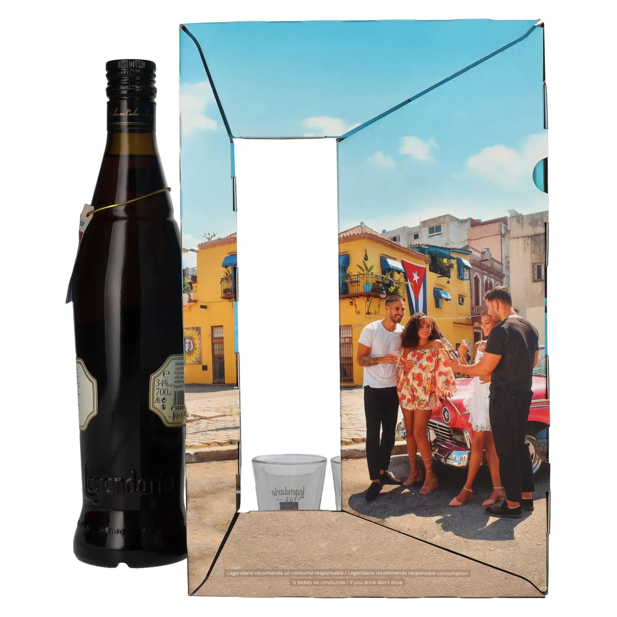 Legendario Elixir de Cuba 34% vol. 0,7 l in geschenkverpakking met 2 glazen