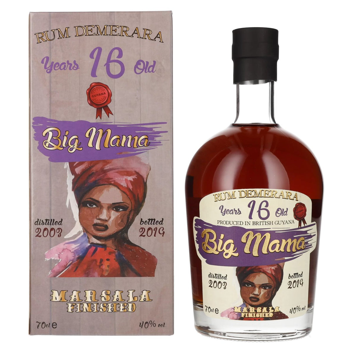 Big Mama 16 Years Old Rum Demerara Marsala Finished 40% Vol. 0,7l in gift box