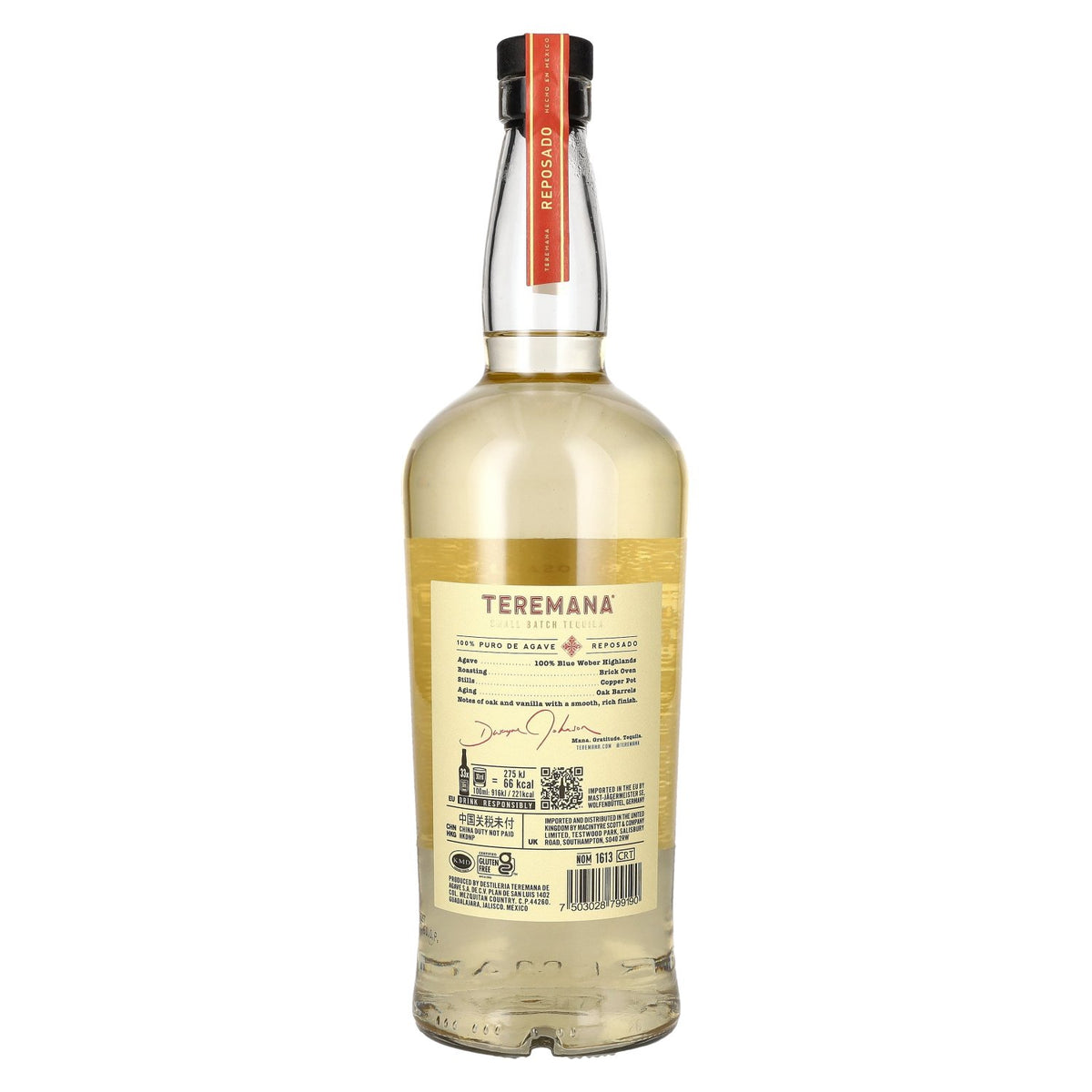 Teremana Tequila Reposado 100 % Puro de Agave Small Batch 40 % vol. 1 l