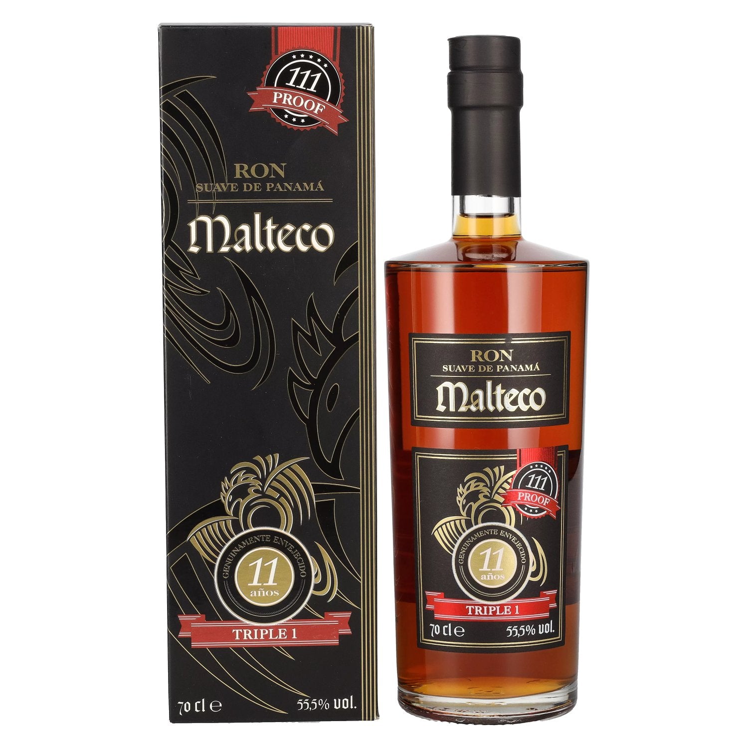 Ron Malteco 11 ans TRIPLE 1 55,5 % vol. 0,7 l dans un coffret cadeau
