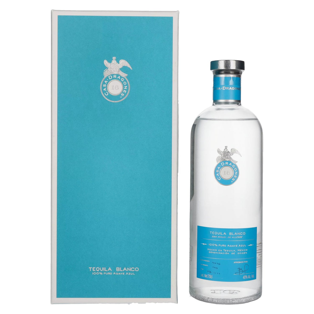 Casa Dragones Tequila BLANCO 100% Puro Agave Azul 40% Vol. 0,7l en boîte cadeau