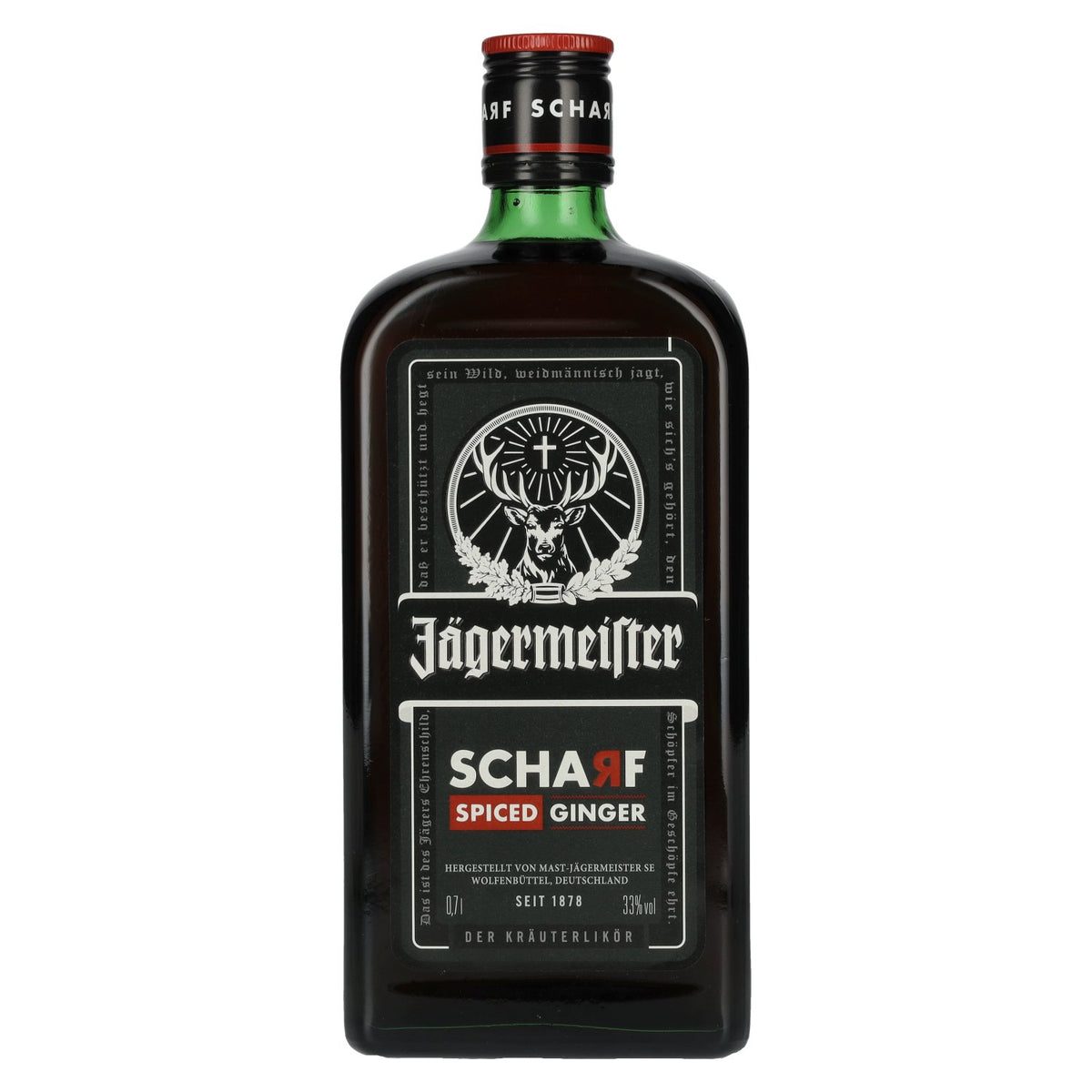 Jägermeister SCHARF SPICED, liqueur aux épices et au gingembre, 33 % vol., 0,7 l