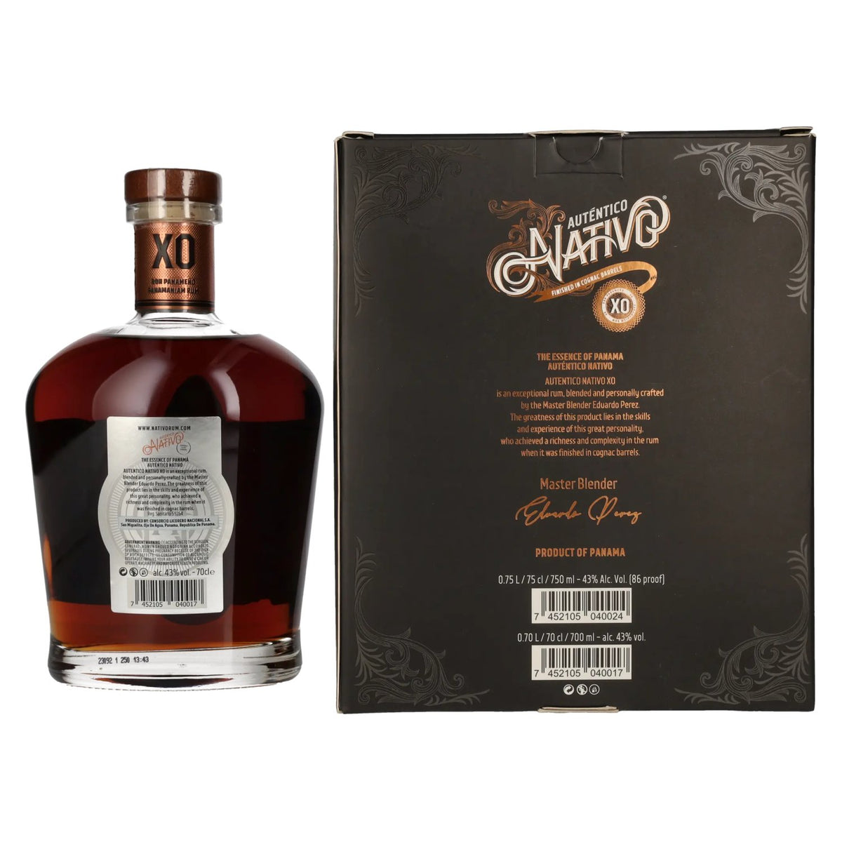 Auténtico Nativo XO Cognac Barrels Finish 43% vol. 0,7l en boîte cadeau
