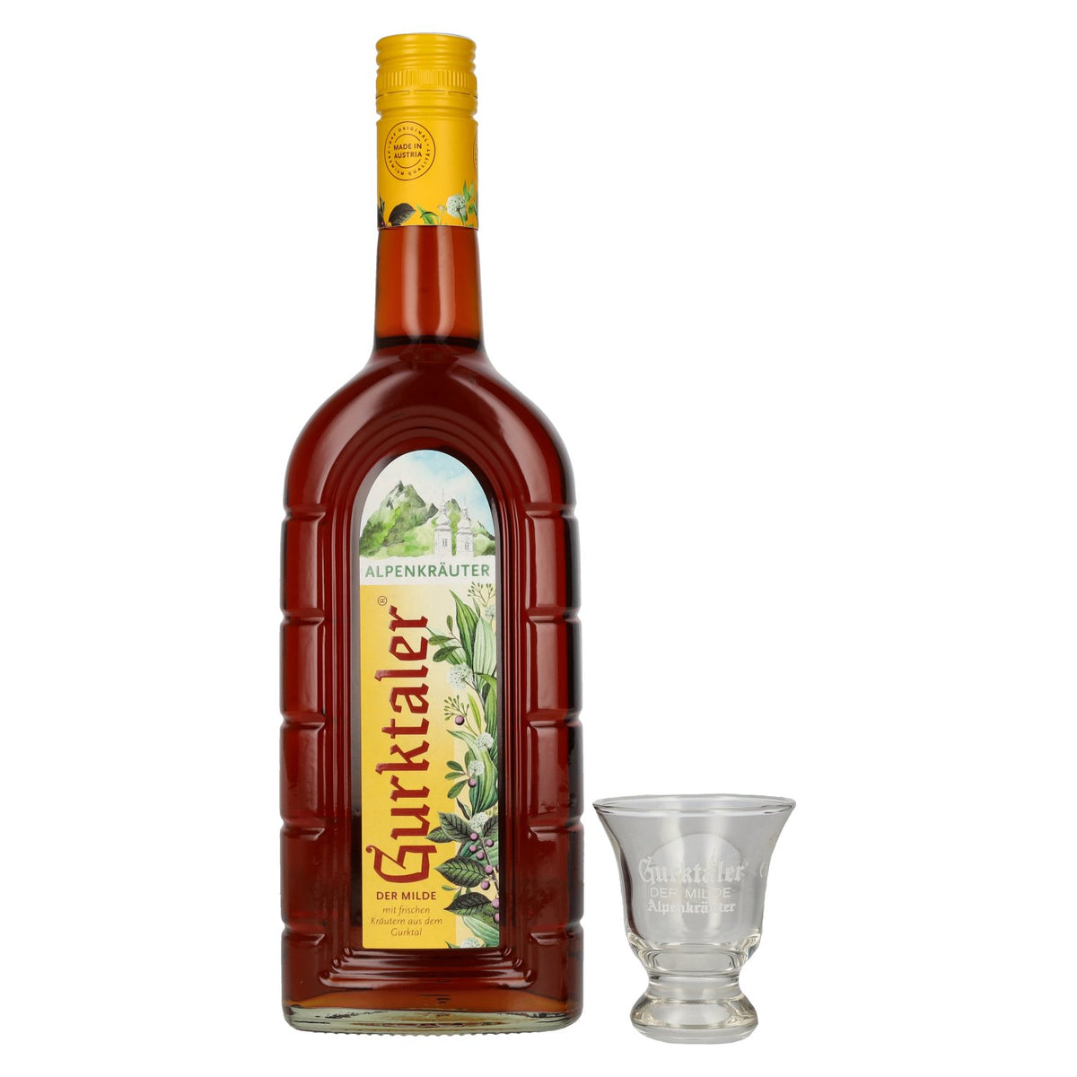 Gurktaler Alpenkräuter 27% Vol. 0,7l mit Gurktaler Retro Stamperl