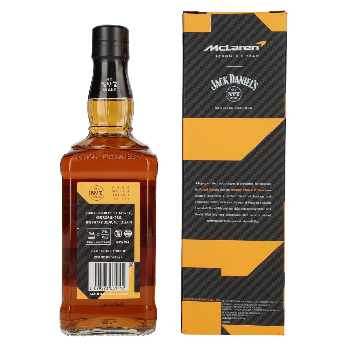 Jack Daniel's Old No. 7 Brand McLXJD Tennessee Whiskey Édition 2026 43 % vol. 0,7 l dans un coffret cadeau