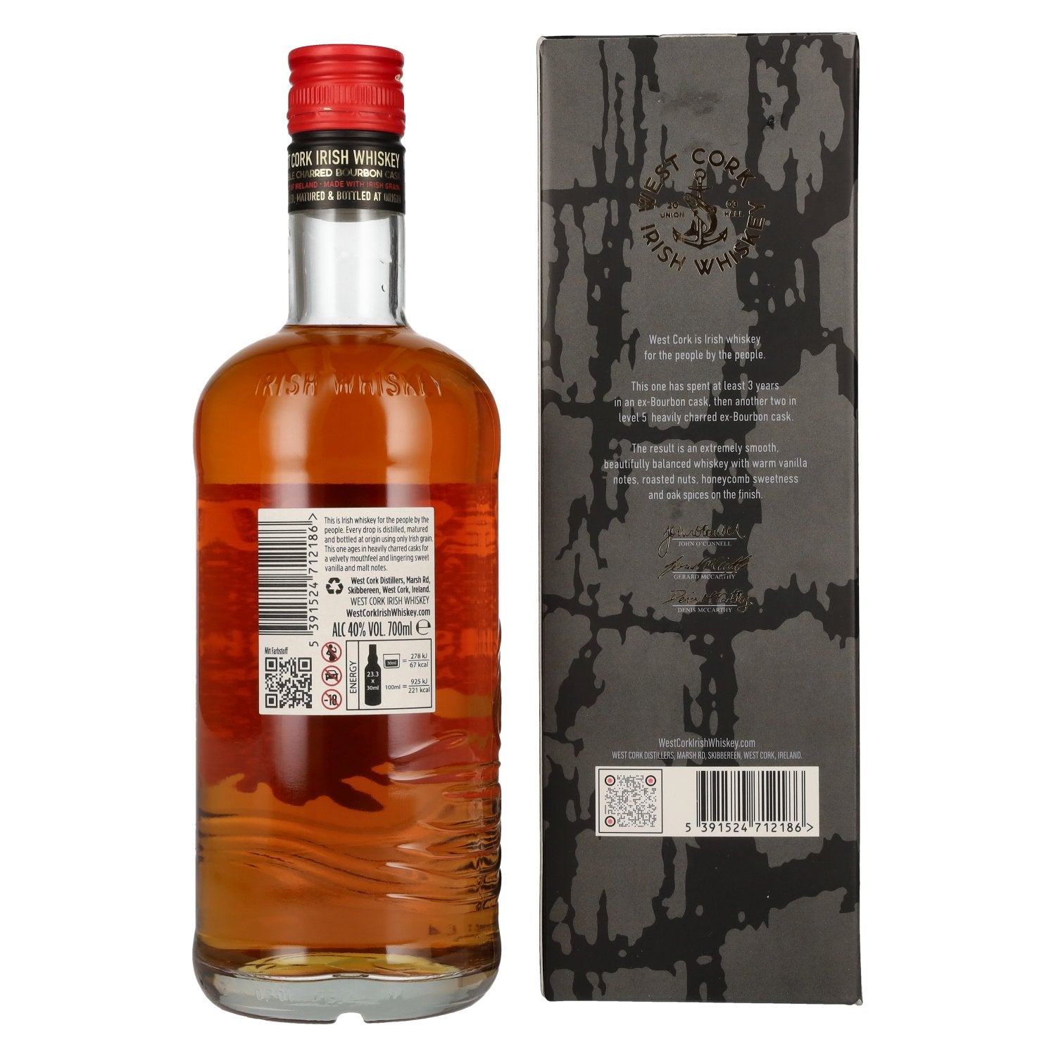 West Cork 5 Years Old Irish Whiskey BLACK CASK Finish 40% Vol. 0,7l dans une boîte cadeau