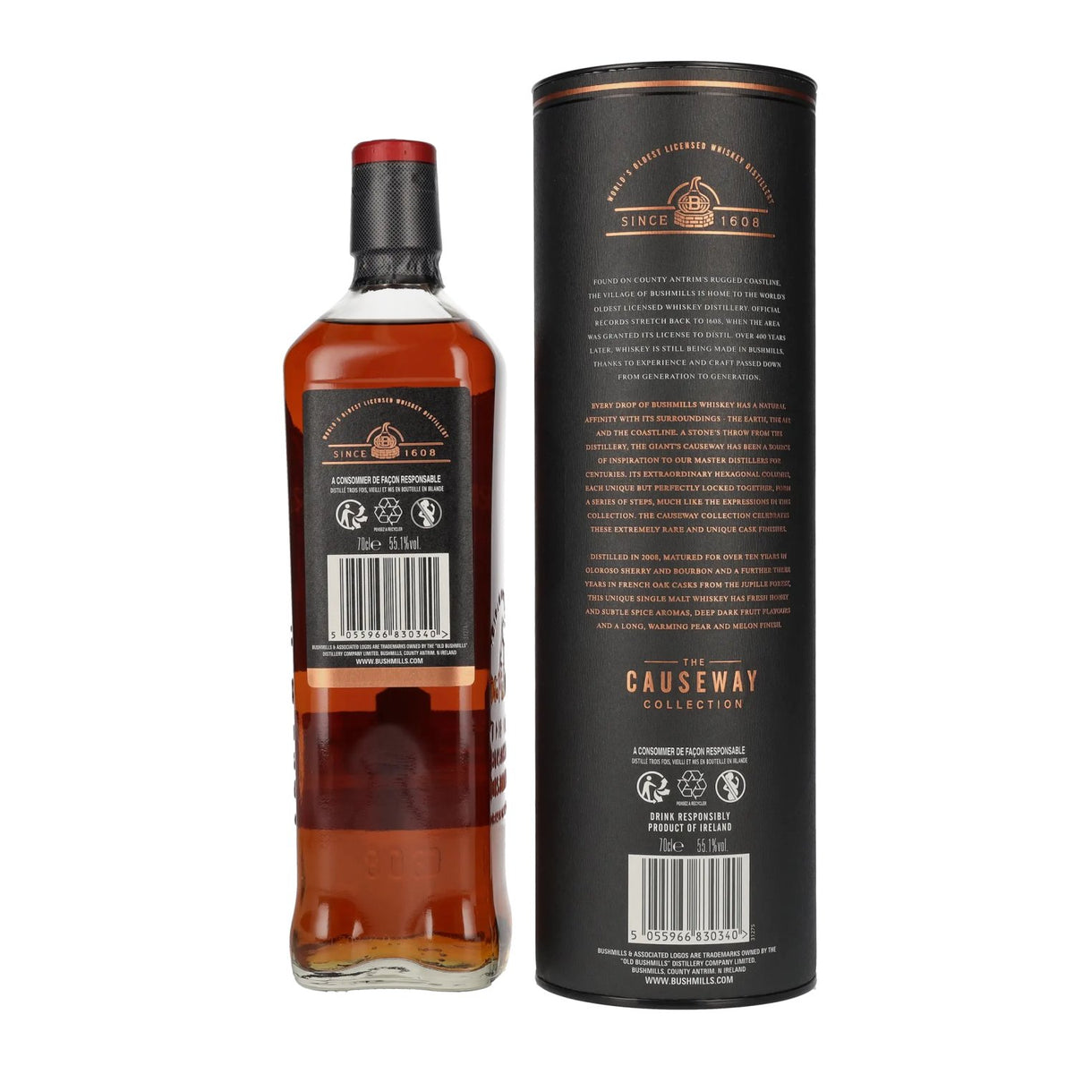 Bushmills THE CAUSEWAY COLLECTION Single Malt Irish Whisky Jupille Casks 2008 55,1% Vol. 0,7l in Geschenkbox