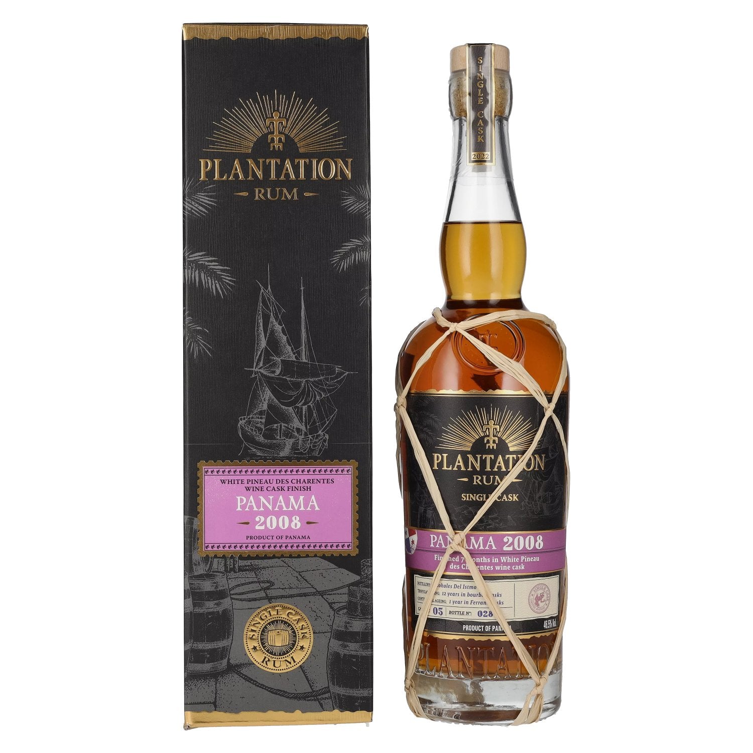 Plantation Rum PANAMA Single Cask White Pineau des Charentes Finish 2008 46,5% Vol. 0,7l in Geschenkbox