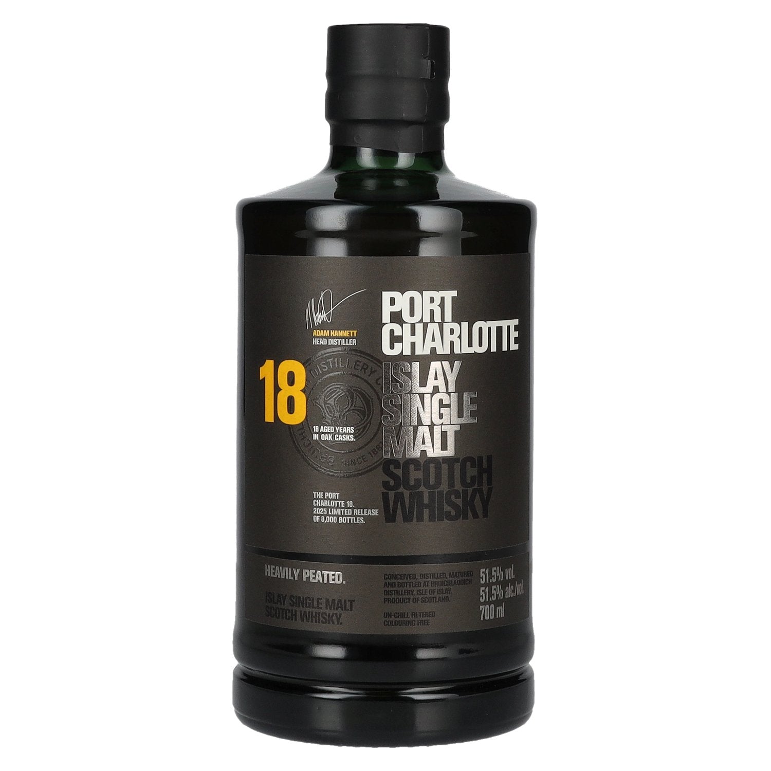 Port Charlotte 18 years Old Zwaar Peated Islay Single Malt 2025 51,5% Vol. 0,7l
