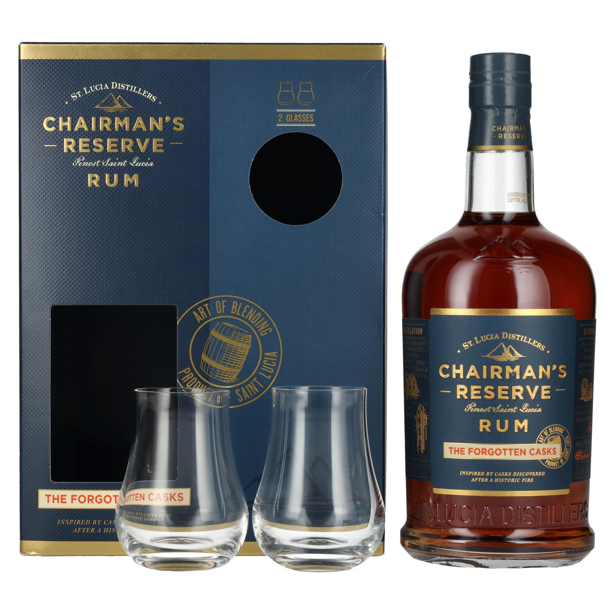 Chairman's Reserve THE FORGOTTEN CASKS Finest St. Lucia Rum 40% Vol. 0,7l in Geschenkbox mit 2 Gläsern