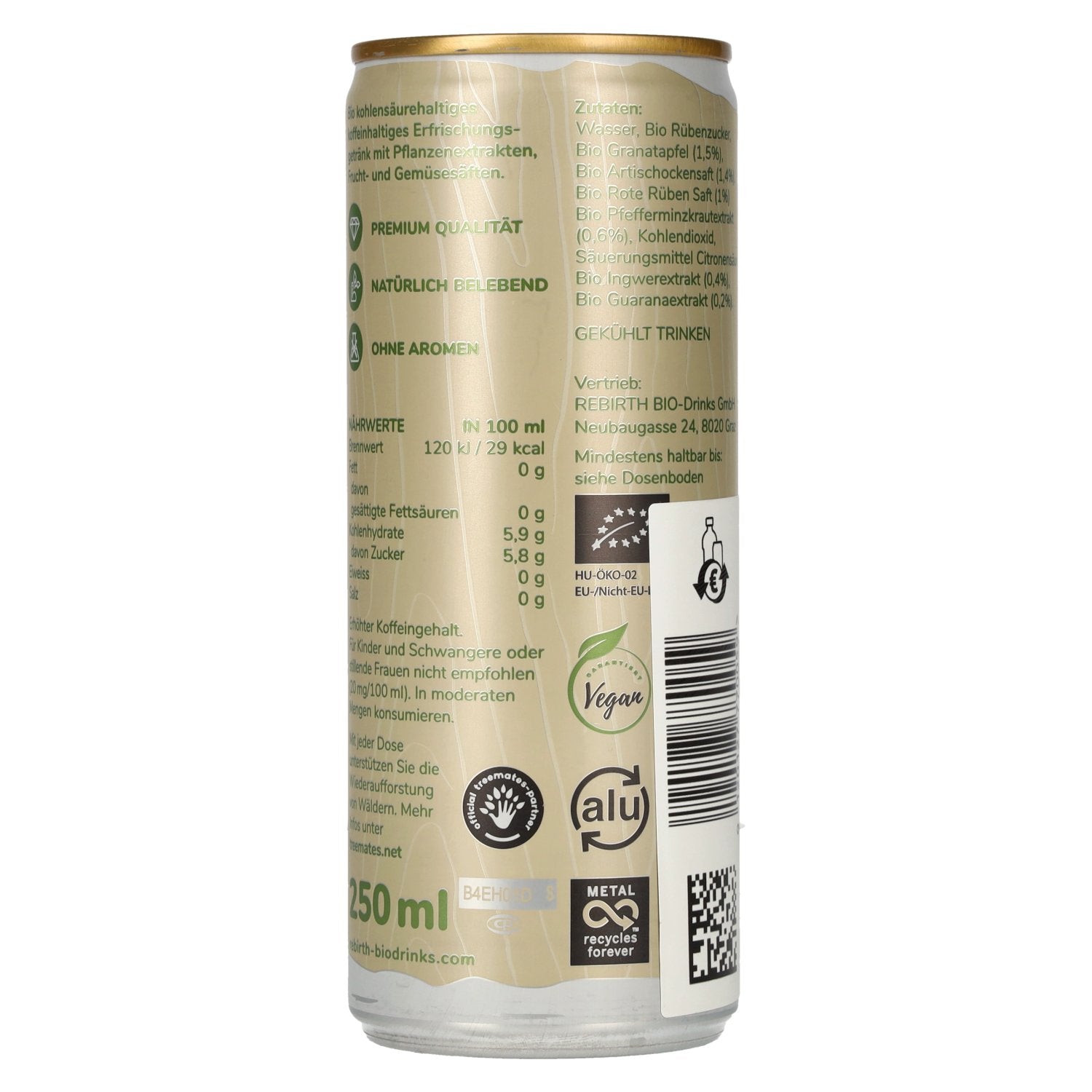 REBIRTH Supreme Organic Drink Ingwer-Minze 24x0,25l Dosen Pfand