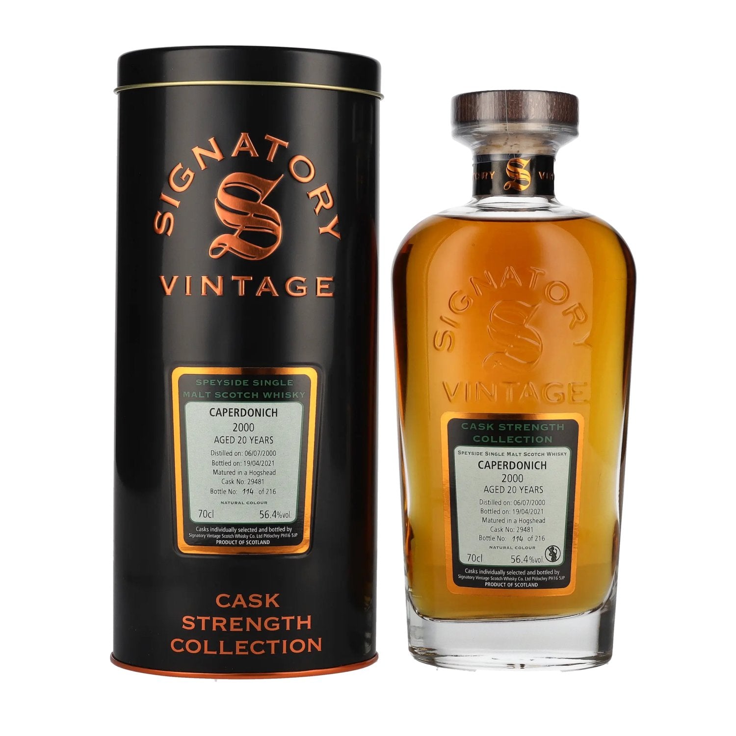 Signatory Vintage CAPERDONICH 20 Years Old Cask Strength 2000 56,4% Vol. 0,7l in Tinbox