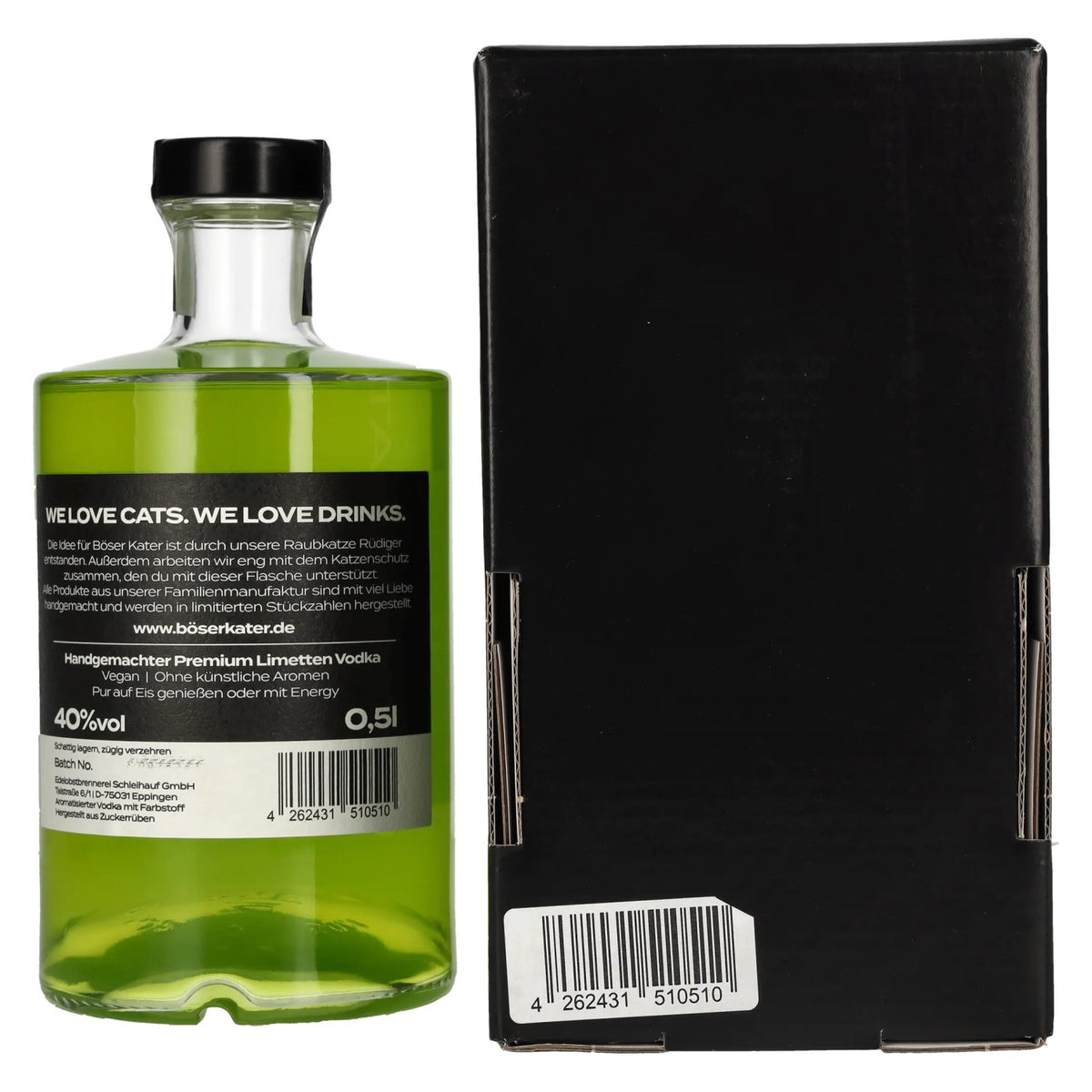 Böser Kater Black Light Neon Limoenwodka 40% vol. 0,5 l in geschenkverpakking