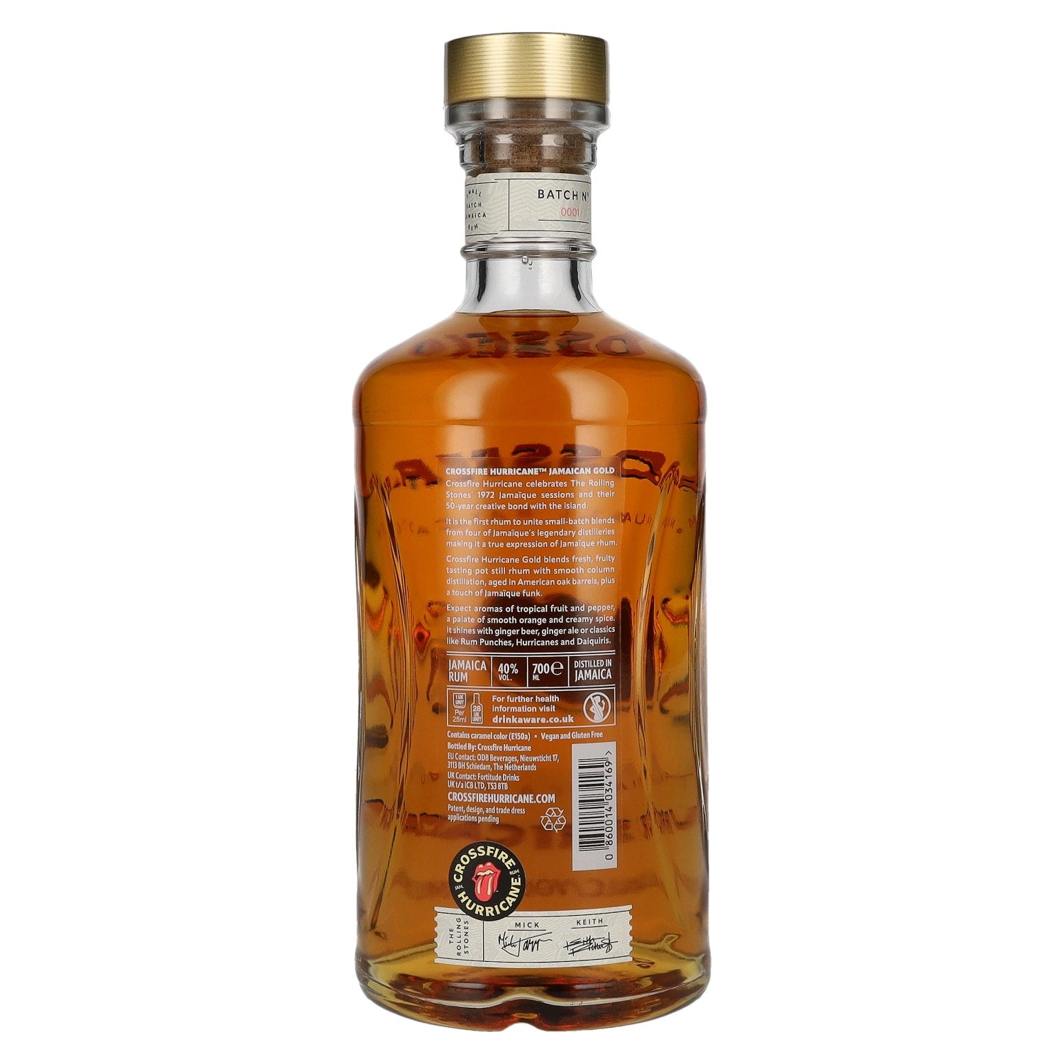 CROSSFIRE HURRICANE x ROLLING STONES Gold Small Batch Jamaica Rum 40% Vol. 0,7l