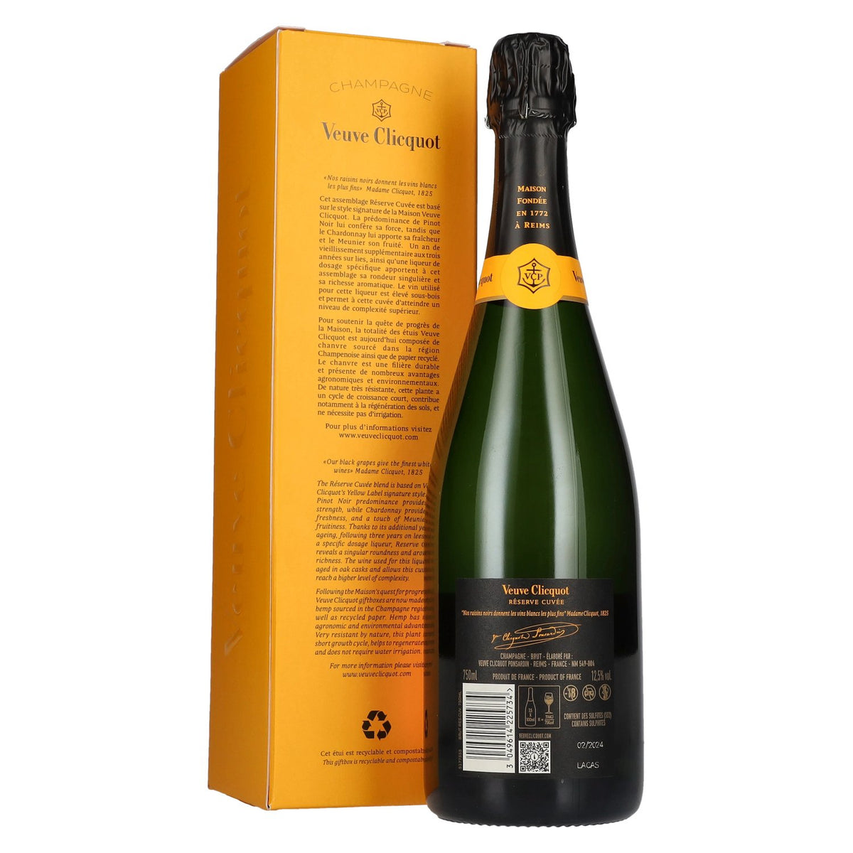 Veuve Clicquot Champagne Brut Réserve Cuvée 12,5% Vol. 0,75l in Geschenkbox