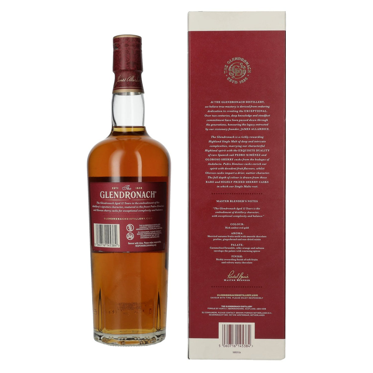 The GlenDronach 12 Years Old SHERRY CASK MATURED Highland Single Malt 43% vol. 0,7 l in geschenkverpakking
