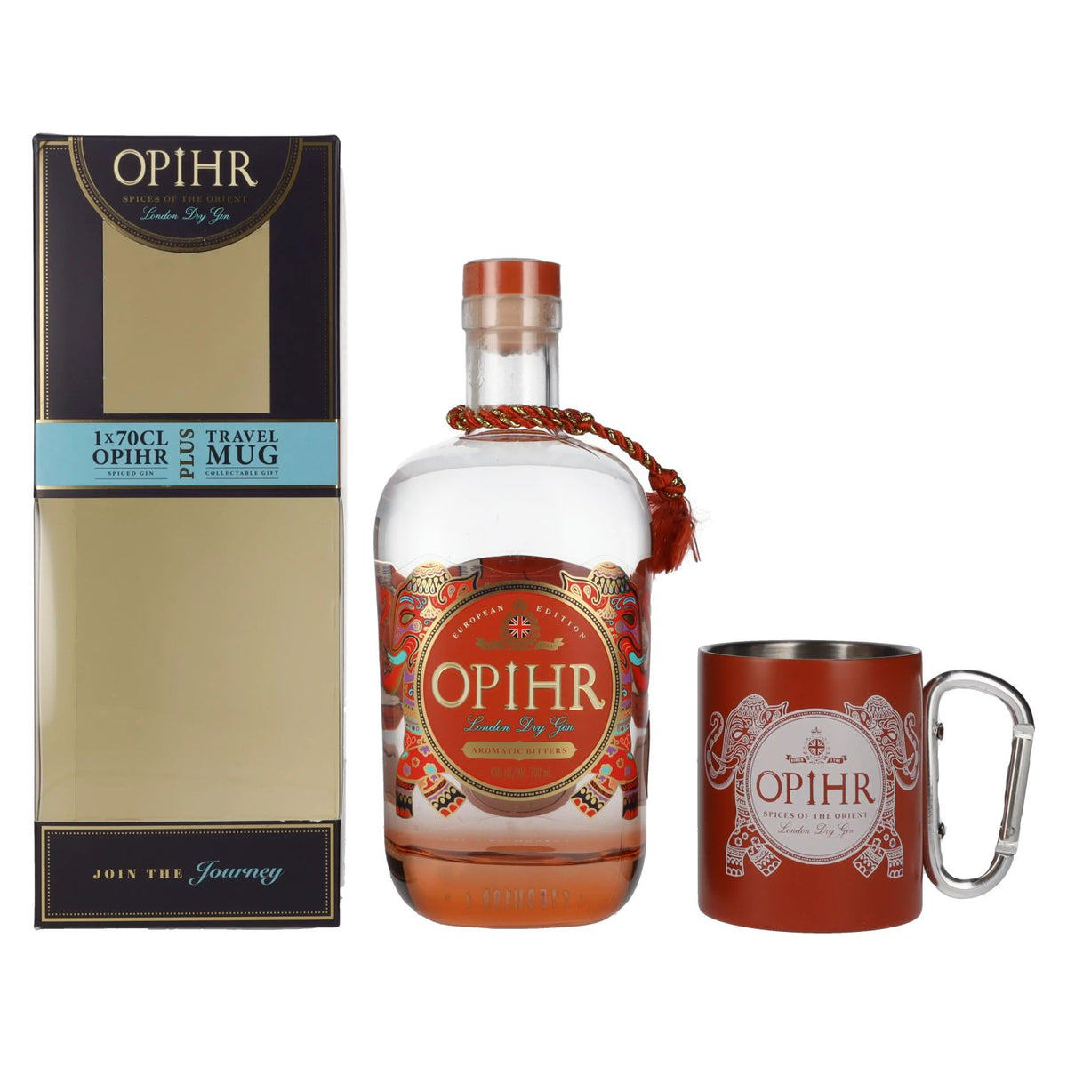 Opihr Gin London Dry EUROPEAN EDITION 43% vol. 0,7 l in geschenkverpakking met reisbeker