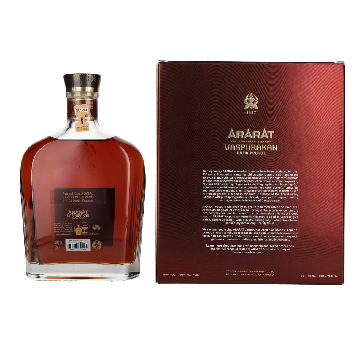 Ararat Vaspurakan 15 jaar oud 40% vol. 0,7 l in geschenkverpakking