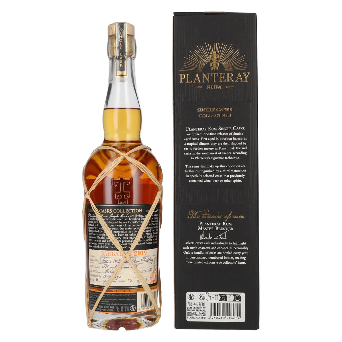 Rhum Planteray BARBADOS Single Cask Sauternes Barrel 2019 44,7 % vol. 0,7 l dans un coffret cadeau
