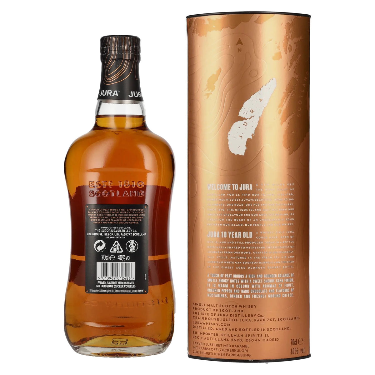 Whisky écossais single malt Jura 10 ans d'âge, 40 % vol., 0,7 l, dans un coffret cadeau