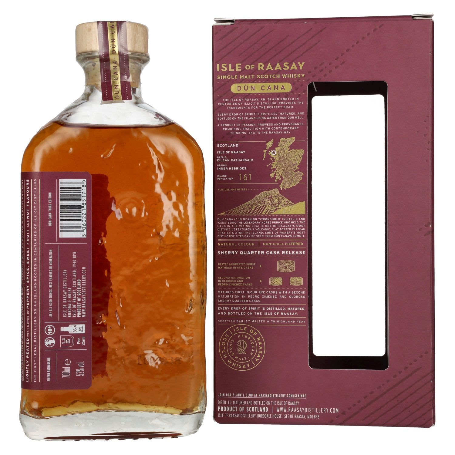 Isle of RAASAY Dùn Cana Sherry Quarter Cask Release 52% vol. 0,7l en boîte cadeau