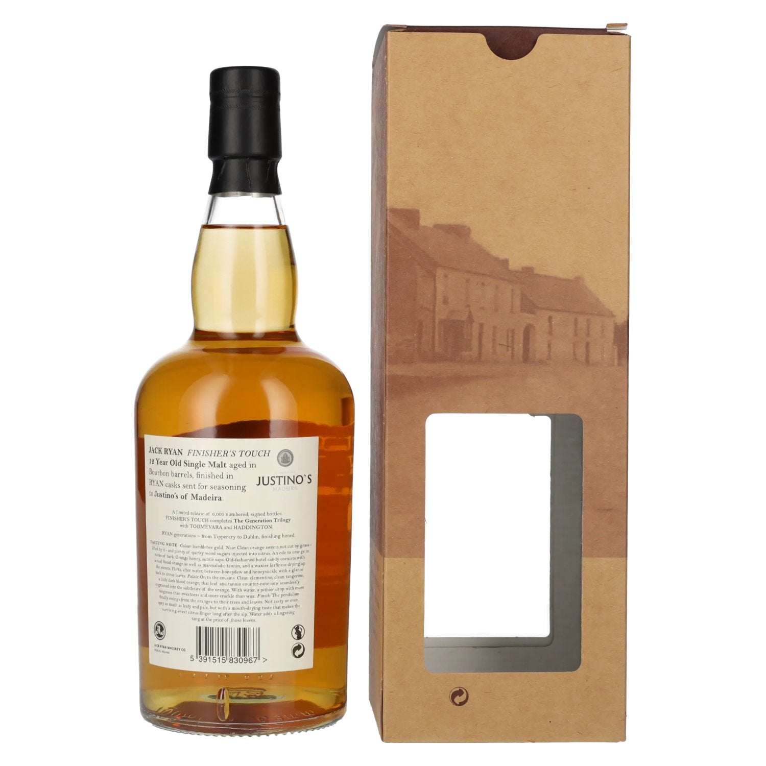 Jack Ryan 12 Years Old FINISHER'S TOUCH Single Malt Irish Whiskey Madeira Finish 46% Vol. 0,7l in gift box