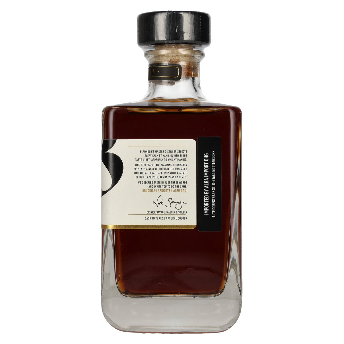 Bladnoch 19 ans d'âge, single malt des Lowlands, vieilli en fûts de sherry PX, 46,7 % vol., 0,7 l, dans un coffret cadeau